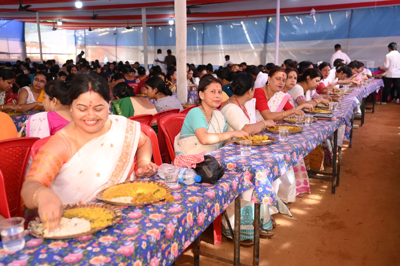 Community meal at Geetanagar Durga Puja